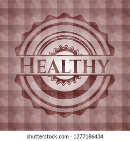 Healthy red badge with geometric pattern. Seamless.