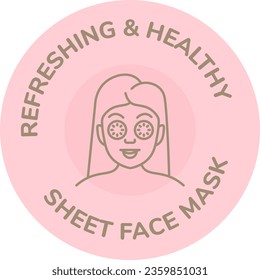 Healthy and refreshing face mask for skincare and beauty routine. Rejuvenation and treatment for facial completion. Product label or logotype, emblem for package. Vector in flat style illustration