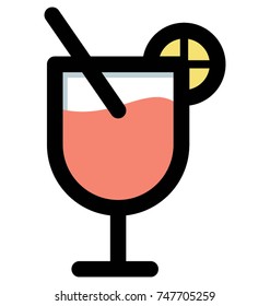 
Healthy, refreshing, homemade strawberry fresh lemonade with lemon wedge vector illustration 
