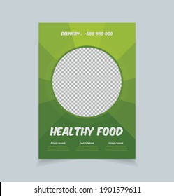 Healthy Restaurant Flyer Design, Food Flyer Template, Restaurant Menu Vector Template in A4 Size