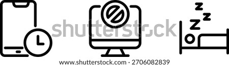Healthy Routine – Screen Time Limit, No Computer, and Sleep Time Icons