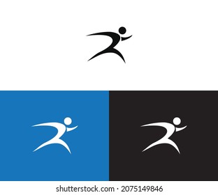 healthy running man logo design vector