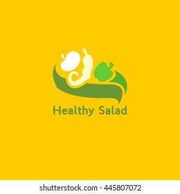 Healthy salad Vector Design Logo Template. Flat Style