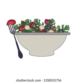 Delicious Salad Vegan Icon On Bowl Stock Vector (Royalty Free ...