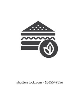 Healthy sandwich vector icon. filled flat sign for mobile concept and web design. Sandwich with leaves glyph icon. Vegan fastfood symbol, logo illustration. Vector graphics