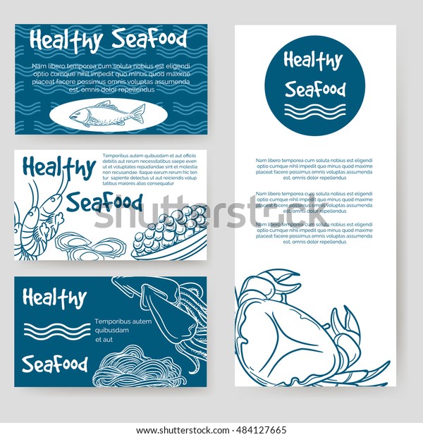 Healthy Seafood Flyer Personal Cards Design Stock Vector (Royalty Free ...