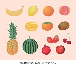 healthy seasonal fruit vector illustration