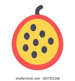 A healthy seed fruit of fig is shown in flat icon