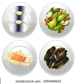 A Healthy Set Menu on White Background illustration