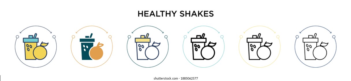 Healthy shakes icon in filled, thin line, outline and stroke style. Vector illustration of two colored and black healthy shakes vector icons designs can be used for mobile, ui, web
