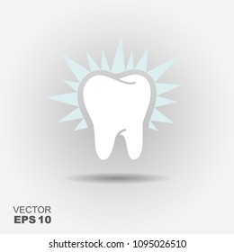 Healthy shining tooth flat icon. Vector illustration