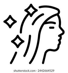 Healthy shiny hair icon outline vector. Trichology health treatment. Follicular rejuvenation therapy