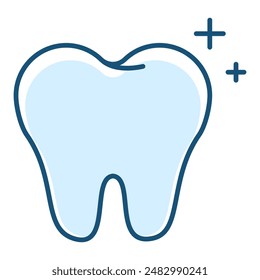 Healthy shiny tooth line icon vector isolated. Concept of dentistry. Healthy enamel.