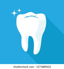 Healthy shiny white tooth icon. Dental care concept