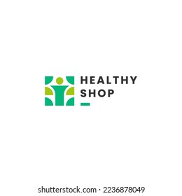 healthy shop logo icon minimal concept vector design template.