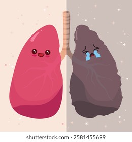 healthy and sick lungs illustration of human body breathing body part 