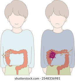 Healthy and sick people and organs. healthy organs and diseased organs.