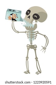 healthy skeleton drinking calcium milk