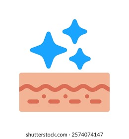 healthy skin epidermis with star flat illustration icon design blue and skin tone color 