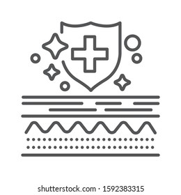 Healthy skin line black icon. Protection and medical support. Skin care. Sign for web page, mobile app, button, logo. Vector isolated element. Editable stroke