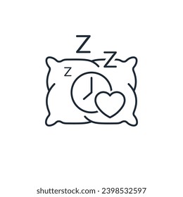 Healthy sleep, rest.  Vector linear icon illustration isolated on white background.