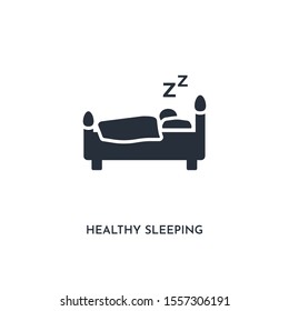 healthy sleeping icon. simple element illustration. isolated trendy filled healthy sleeping icon on white background. can be used for web, mobile, ui.