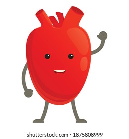Healthy smiling heart icon. Cartoon of healthy smiling heart vector icon for web design isolated on white background