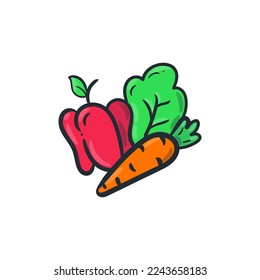 Healthy smoothies color icon doodle drawings. Fruits and vegetables juice illustration vector