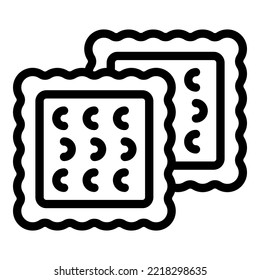 Vector de contorno de icono de tentempiés saludable. Galleta de comida. Pastel de cocina