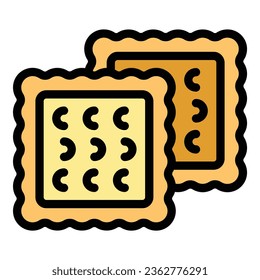 Healthy snack icon outline vector. Food biscuit. Cookie cake color flat