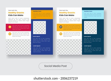 Healthy snack social media post banner template set. Vector illustration EPS 10