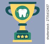 Healthy and Sparkling Tooth Trophy Vector Illustration