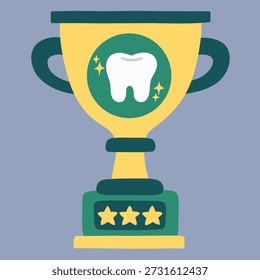 Healthy and Sparkling Tooth Trophy Vector Illustration