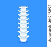 Healthy spine with disc joint bone cartilage on blue background. Vertebrae backbone human skeleton anatomy of the body. Medical health care science concept. 3D Vector illustration.