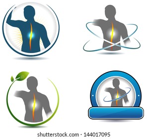 Healthy Spine Symbol. Can Be Used In Chiropractic, Sports, Massage And Other Health Care Industry.