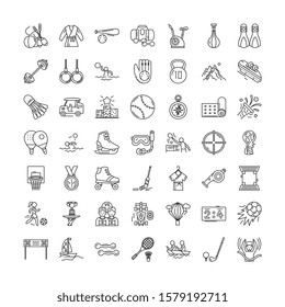Healthy sport lifestyle linear icons, signs, symbols vector line illustration set