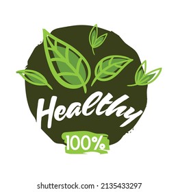 healthy stamp design with leaves