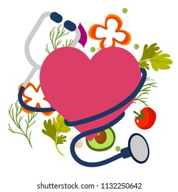 Healthy Stethoscope Icon With Heart Vector Image
