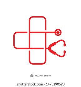 Healthy stethoscope and medical icons logo templates