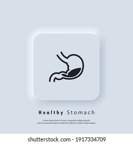 Healthy stomach icon. Stomach logo. Gastrointestinal icon. Vector. UI icon. Neumorphic UI UX white user interface web button. Neumorphism