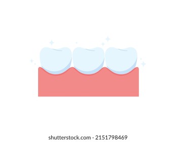 Healthy, Straight Teeth After Treatment And Correction, Vector Flat Illustrations. Correction Of Crooked Teeth. Beautiful Correction Teeth. Teeth Before And After