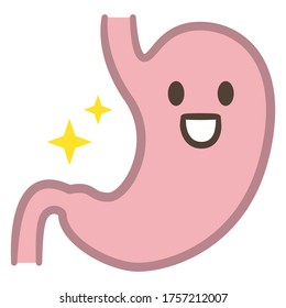 Healthy strong happy smiling cute stomach character. Vector flat cartoon kawaii illustration icon design. Isolated on white backgound. Stomach,stomachache, pain,sick,ache concept
