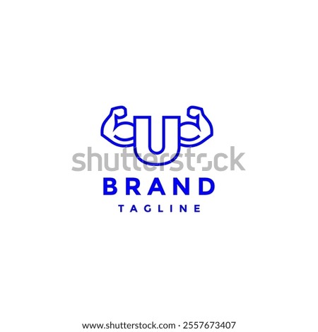 Healthy Strong Initial U Letter Logo Design. Initial Letter U With Two Strong Arms Logo Design.