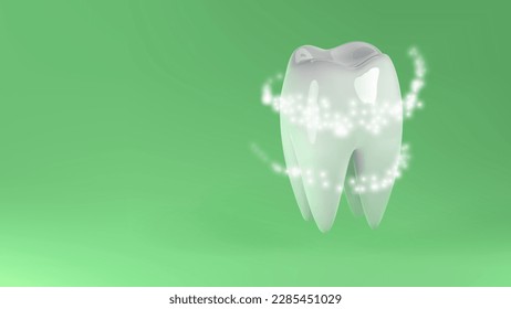 Healthy strong tooth, safe whitening and plaque antibacterial protection vector illustration. Shiny polshed white enamel and dental hygiene sign