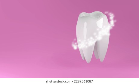 Healthy strong tooth, safe whitening and plaque antibacterial protection vector illustration. Shiny polshed white enamel and dental hygiene sign