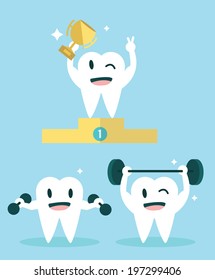 Healthy Teeth. Character set. flat design illustration. vector