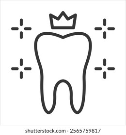 Healthy Teeth Icon Vector Illustration Outline Style