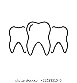 Healthy Teeth Line Icon. Molar Dent Linear Pictogram. Mouth Health. Oral Medicine. Dentistry Outline Symbol. Orthodontic Healthcare. Dental Treatment. Editable Stroke. Isolated Vector Illustration.