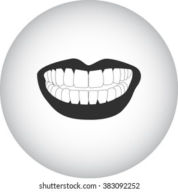 Healthy teeth mouth smile simple icon  on round background