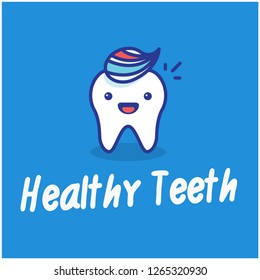 Healthy Teeth Poster with Cute Illustration